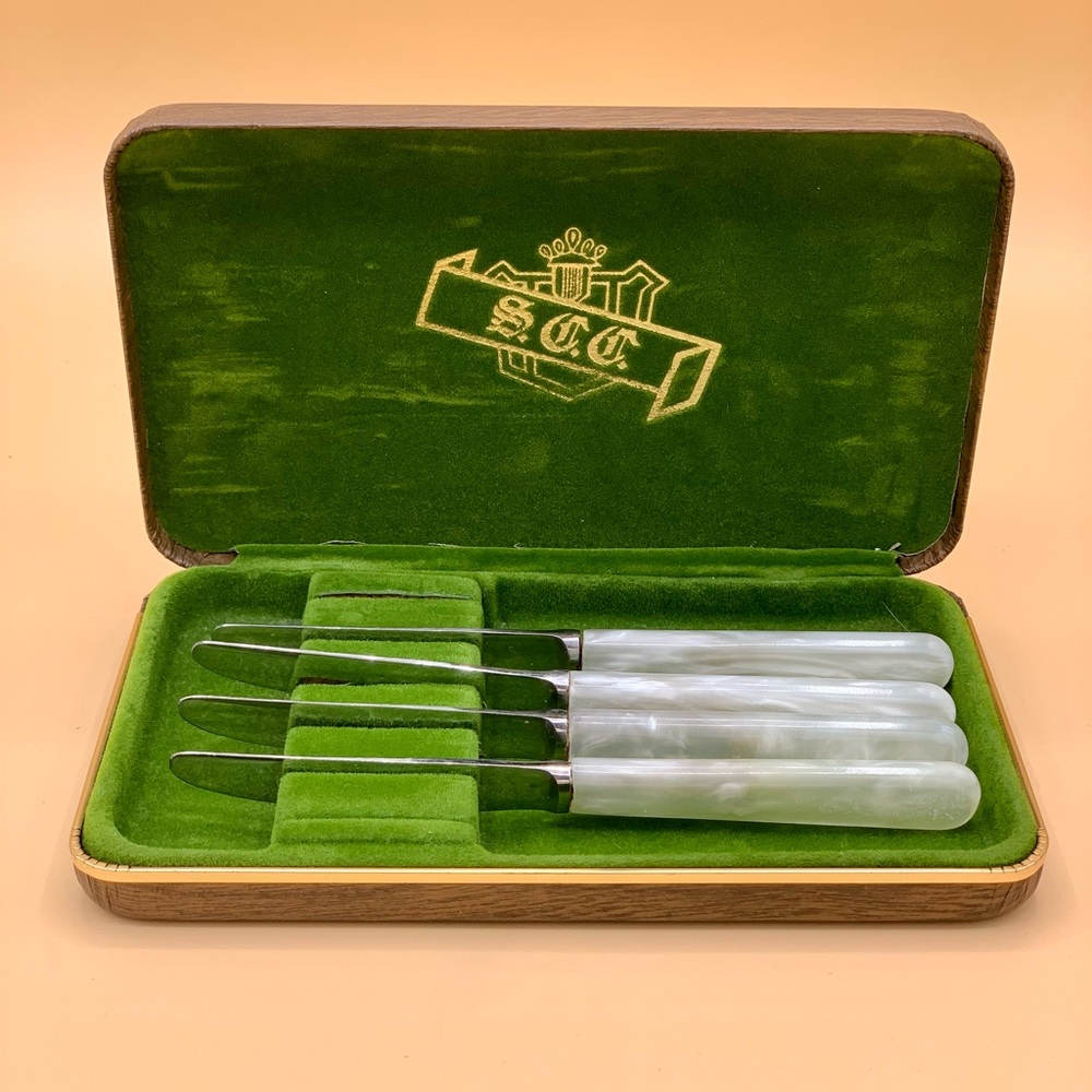 Vintage Stainless Sheffield England Knife Knives Set of 4 Pearl Handles 6” - Picture 1 of 8